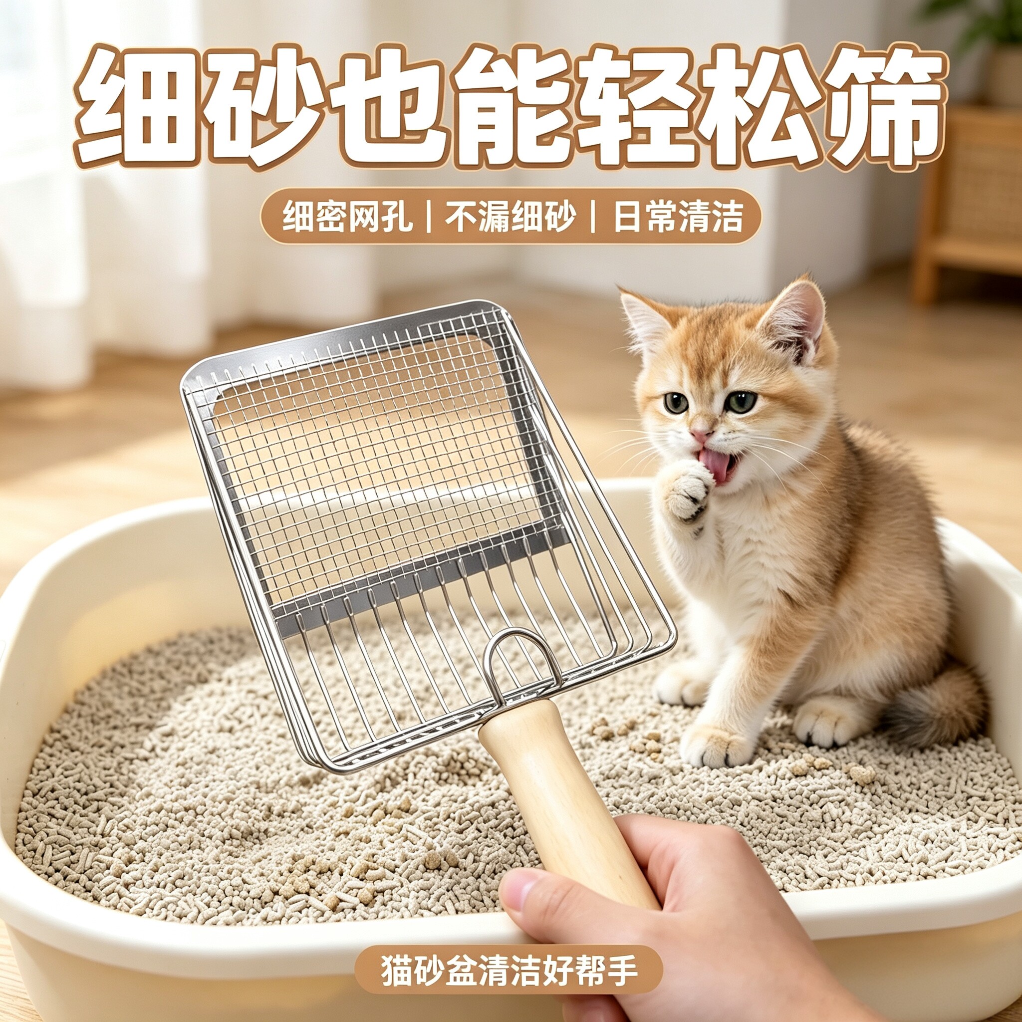 猫砂铲细孔猫屎铲子铲屎神器二合一金属不锈钢豆腐矿砂猫沙铲钞铲