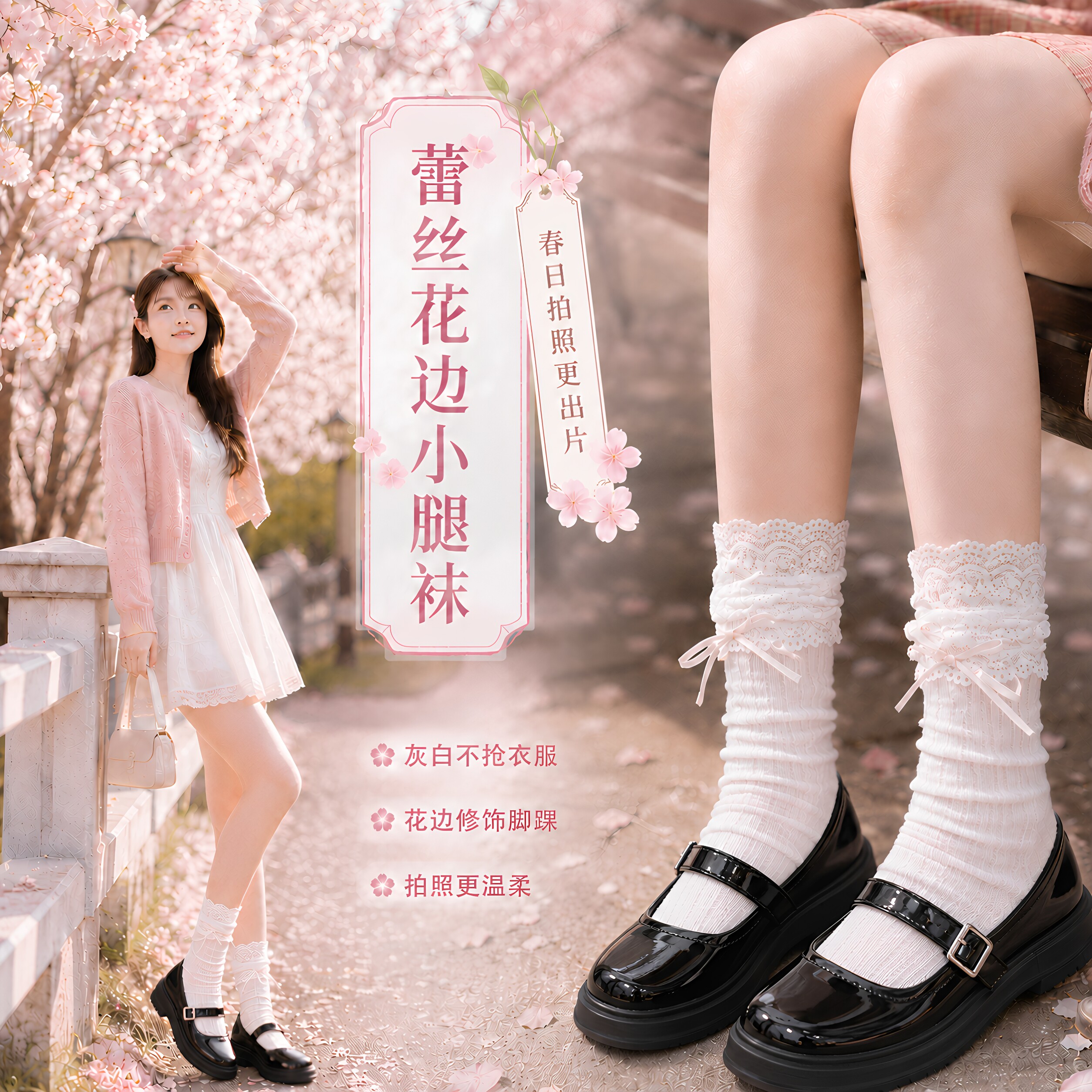 男女家居打底美腿中筒袜