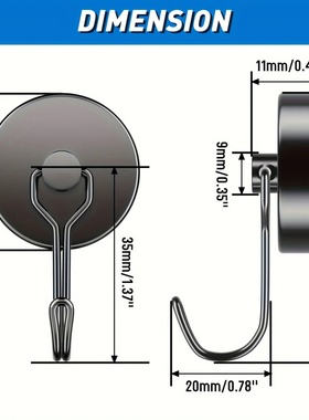 Family Magnetic Hooks Heavy Duty, 110Lbs Strong Rare Earth