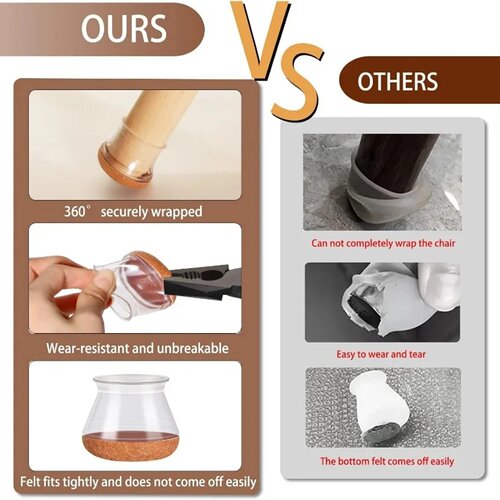 24Pcs Chair Leg Floor Protectors for Hardwood Floors, Silic