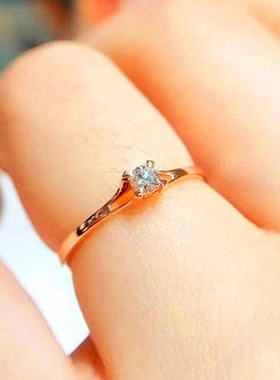 Huitan Minimalist Women's Wedding Rings with 4MM Cubic Zirc