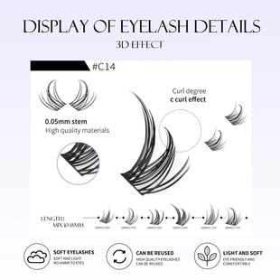 GROINNEYA Eyelashes Clusters 320 pcs Natural Eyelash extens