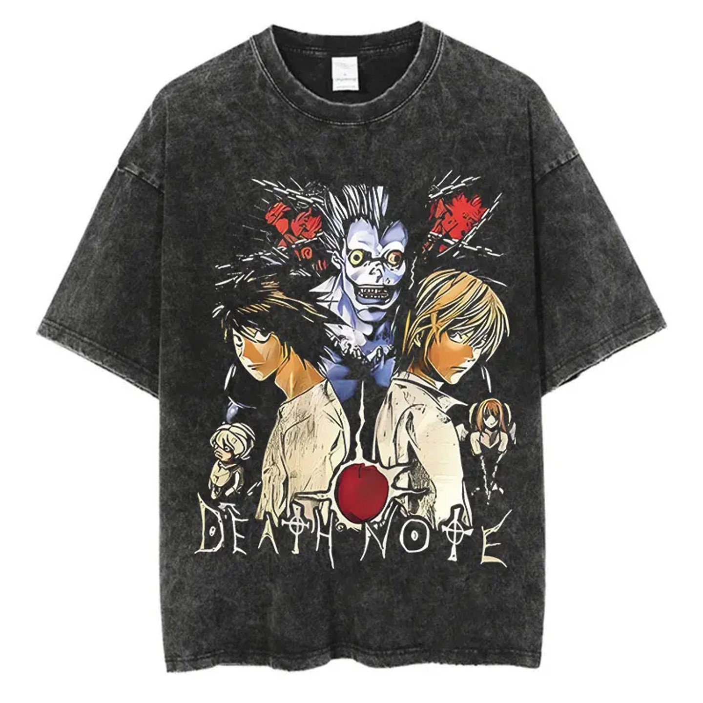 Harajuku Vintage Washed T Shirts Death Note Anime Graphic P