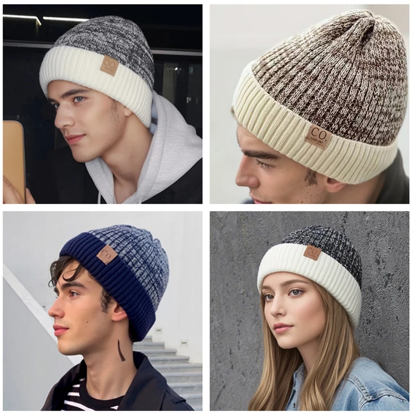 New Unisex Two-Tone Winter Hats Add Fur Lined Men And Women