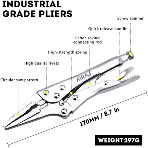 AIRAJ 7 inch Multifunctional Pliers, Locking pliers Carbon