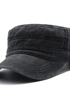 Hat Men Fishing Retro Do Old Wash Jeans Big Head Bib Flat T