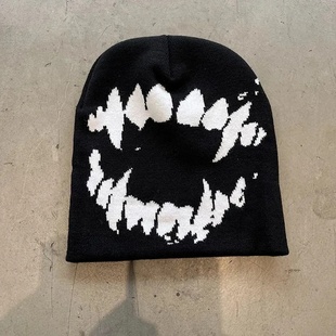 Women Hat Knitting Beanies Goth Tooth Caps Men Y2k Streetwe