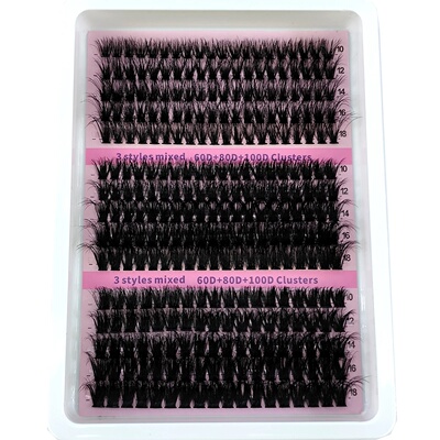 New 15Rows DIY 5D Fluffy Lash Clusters 60D-200D Thick Eyela