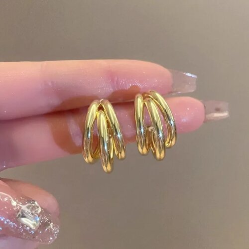 Elegant Gold Color Circled Hoop Earring for Woman Metal Ele