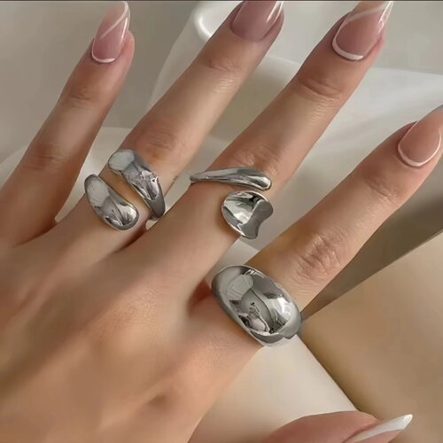 New Irregular Metal Flower Open Ring for Women's Elegant Im