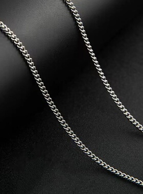 3mm Men's Cuban Chain Necklace Simple Stainless Steel Neckl