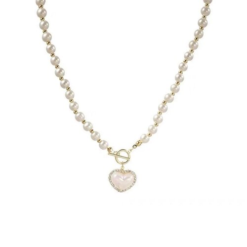 Elegant Pearl Necklace For Women Heart Pendant Necklaces Lu