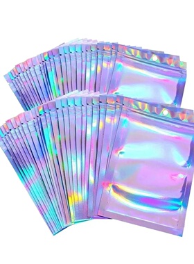50Pcs Thicken Ziplock Bags Laser Color Resealable Holograph