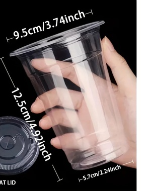 50Sets 12/16/20OZ Plastic Cups With Lids Clear Disposable C