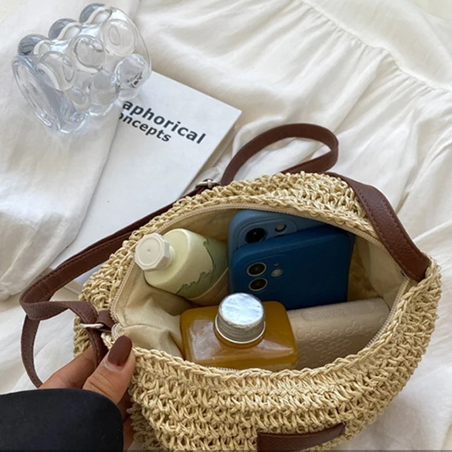 Ladies Fashion Summer Straw Crossbody Bag Women Beach Holid