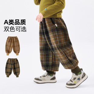 宝宝束脚裤 男童女童一体绒长裤 潮 加绒秋冬新款 嘟嘟家儿童格子裤