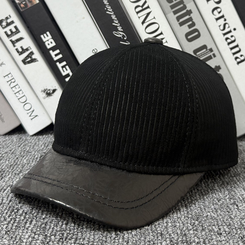 真皮棒球帽男士秋冬季