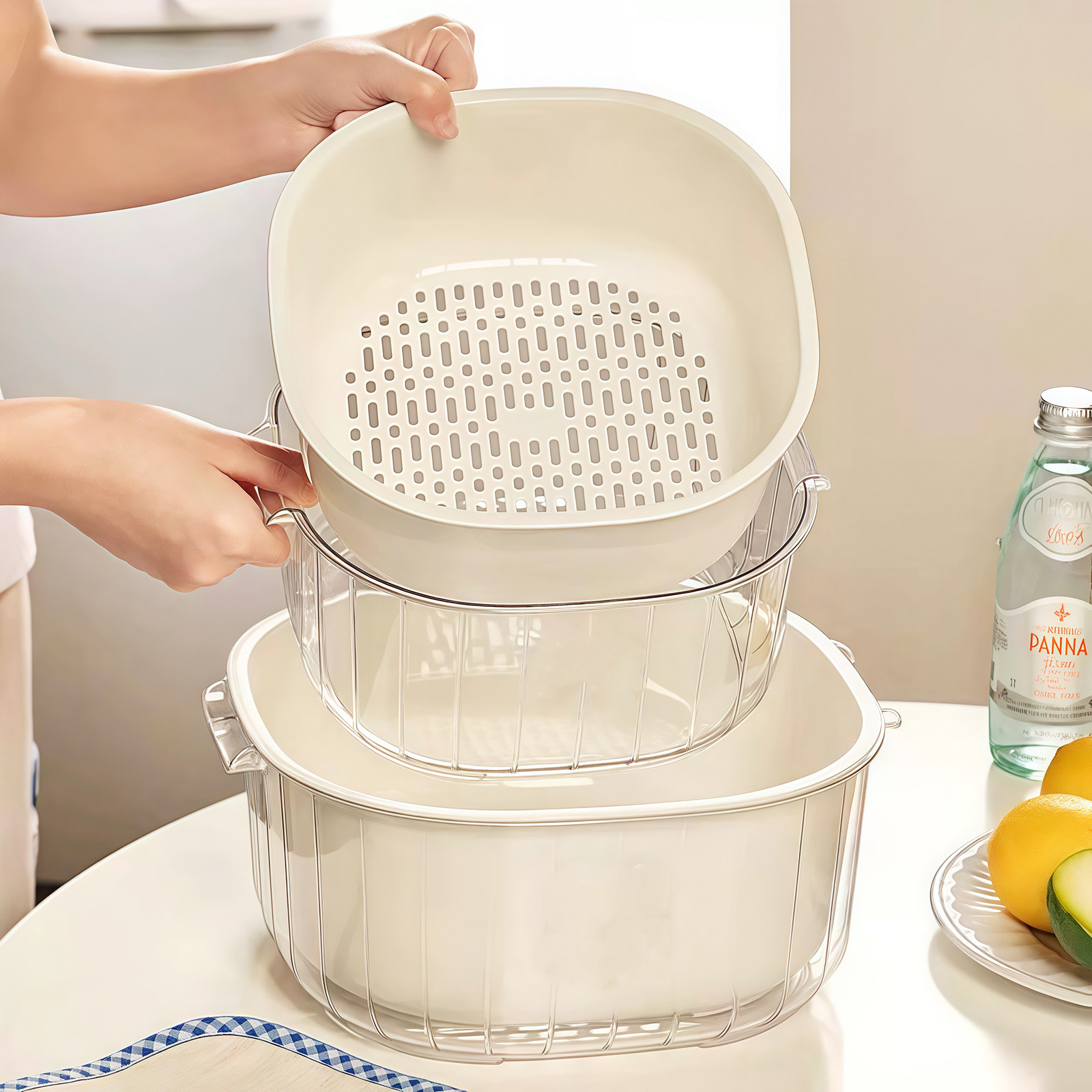 双层洗菜盆沥水篮厨房新款多功能洗水果盘蓝筐家用塑料淘菜盆篮子,餐饮具,果盆/果盘/果篮,淘宝优惠券,粉丝福利购,淘宝优惠卷