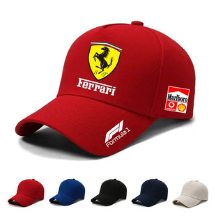 法拉利车队标志棒球帽定制F1赛车俱乐部装备遮阳鸭舌帽子工作帽