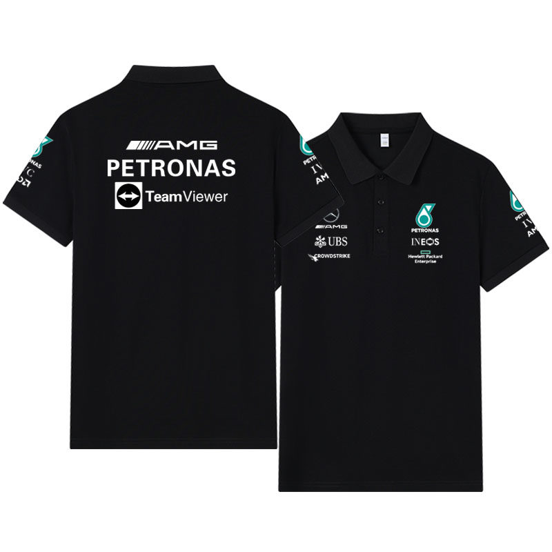 f1赛车服汉密尔顿乔治拉塞尔梅奔驰车队队服衣服POLO衫短袖T恤男