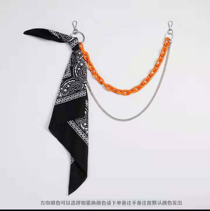 高街裤链子配饰ins嘻哈挂件亚克力裤链方巾男女荧光挂链腰链街舞