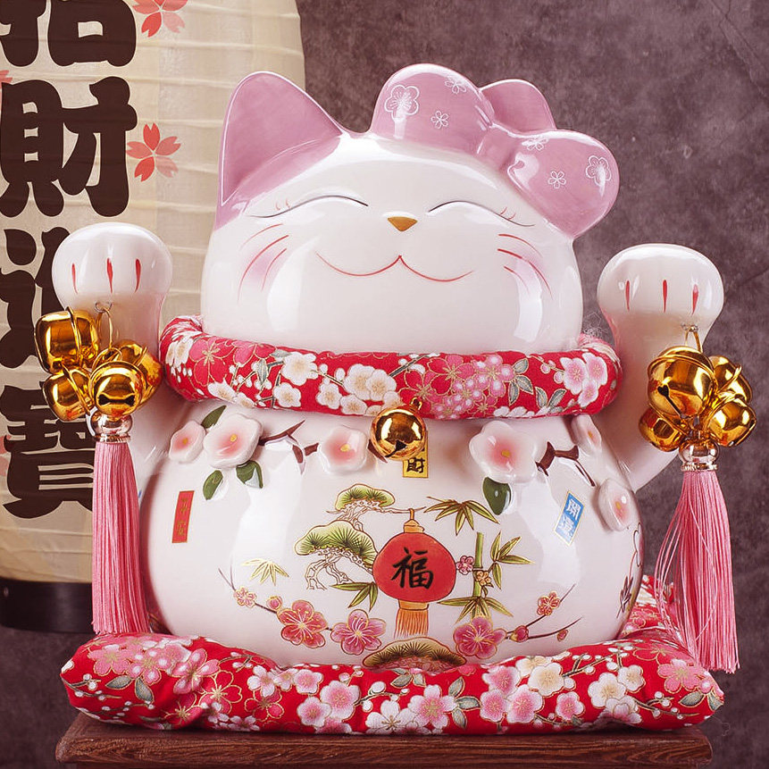 招财猫摆件开业粉色桃花日本陶瓷存钱储蓄罐店铺家居创意礼品,家居饰品,招财猫,淘宝优惠券,粉丝福利购,淘宝优惠卷