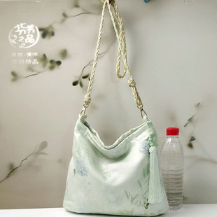 芬芳之品原创新中式女包单肩斜背休闲大包竹叶印花包