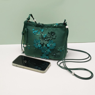 芬芳之品原创甜美立体刺绣蕾丝时尚 斜背墨绿色 小包新款