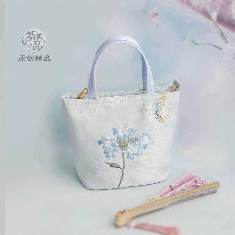 芬芳之品原创刺绣新中式包袋新款女士绣花小方包手提国风女包