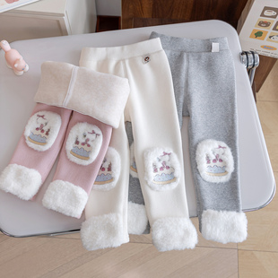 女宝宝可爱毛绒裤 女童秋冬加绒打底裤 百搭一体绒长裤 韩版 子 25新款
