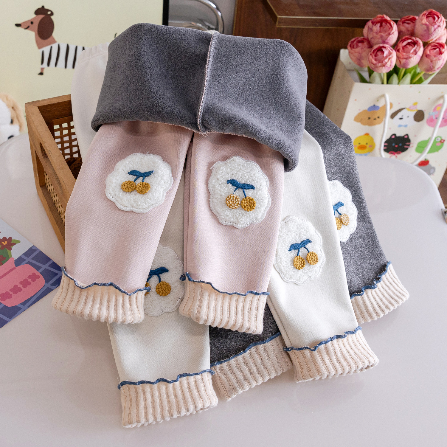 女宝宝加绒打底裤一体绒洋气裤子