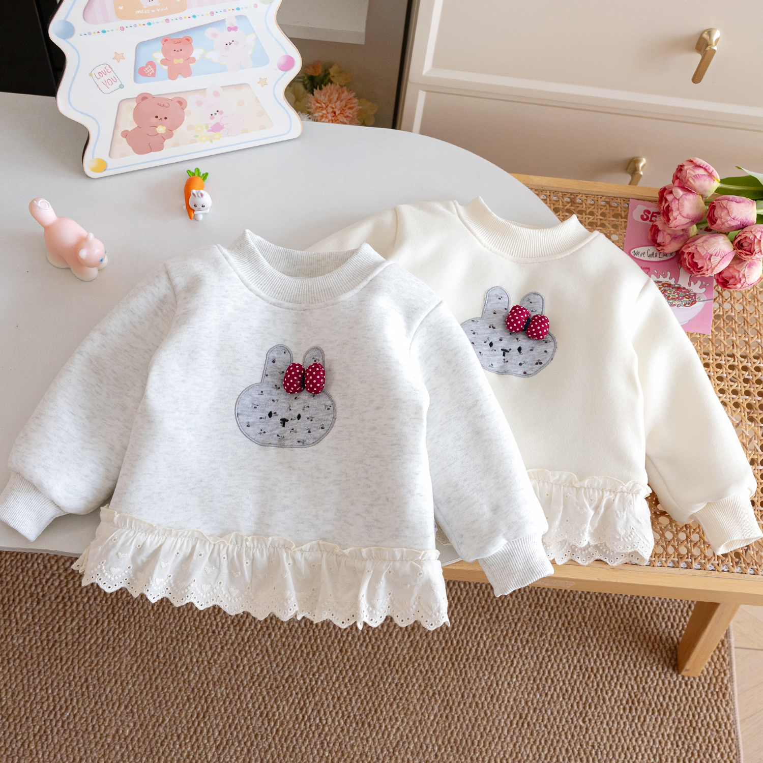 女童加厚夹棉冬季卫衣卡通打底衫