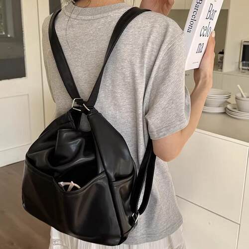 原创春季软皮包包女大容量三用背包通勤托特包多功能背包斜跨书包