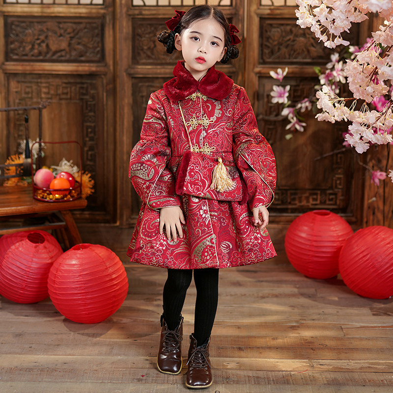 古风儿童外套女中国风冬装棉服小女孩汉服新款夹棉女童拜年服唐装,童装/婴儿装/亲子装,汉服,淘宝优惠券,粉丝福利购,淘宝优惠卷