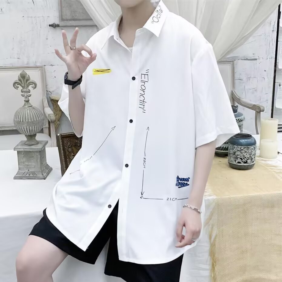 冰丝衬衫男短袖夏季薄款日系潮牌