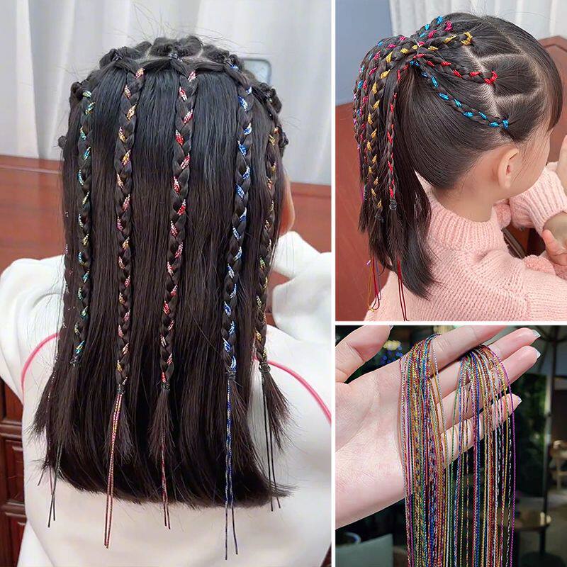 儿童编发彩绳酷炫脏辫编发绳炫彩发带女童多彩闪亮节日生日头发饰