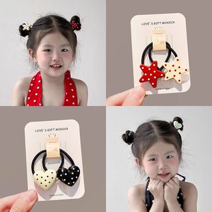 儿童波点星星可爱发圈女童侧边头饰碎发发圈马尾可爱发绳发饰