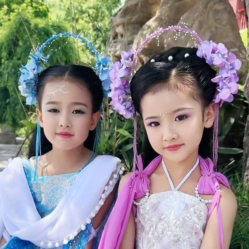 欢天喜地七仙女霍思燕紫儿同款流苏花朵仙气发箍女童古风手作头箍
