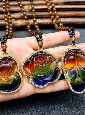 新款彩色琉璃观音佛吊坠