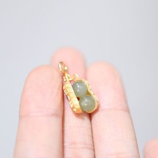 diy保色仿真花生招财吊坠饰品配件好事花生手链项链坠子合金配件