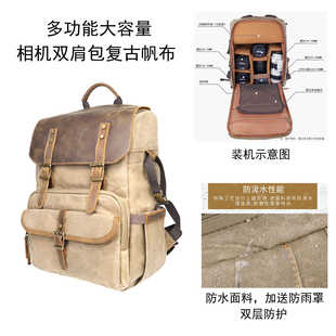 相机包佳能5D4 R5双肩摄影1DX登山6d2大容量帆布无人机稳定器收纳