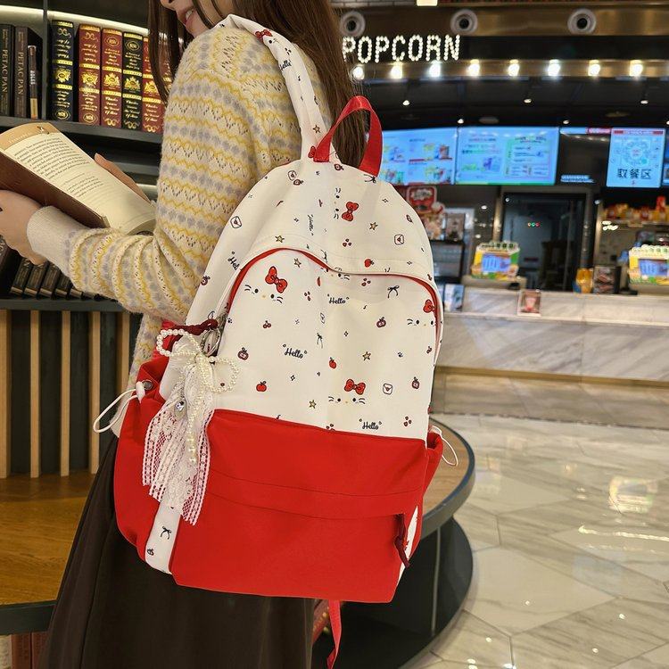 初中高中生学生书包可爱蝴蝶结小猫双肩包学院风卡通小清新背包