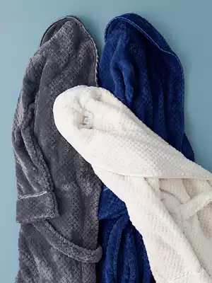 Women's winter flannel bathrobe couple coral velvet pajamas men's padded length plus velvet Spring and Autumn Winter