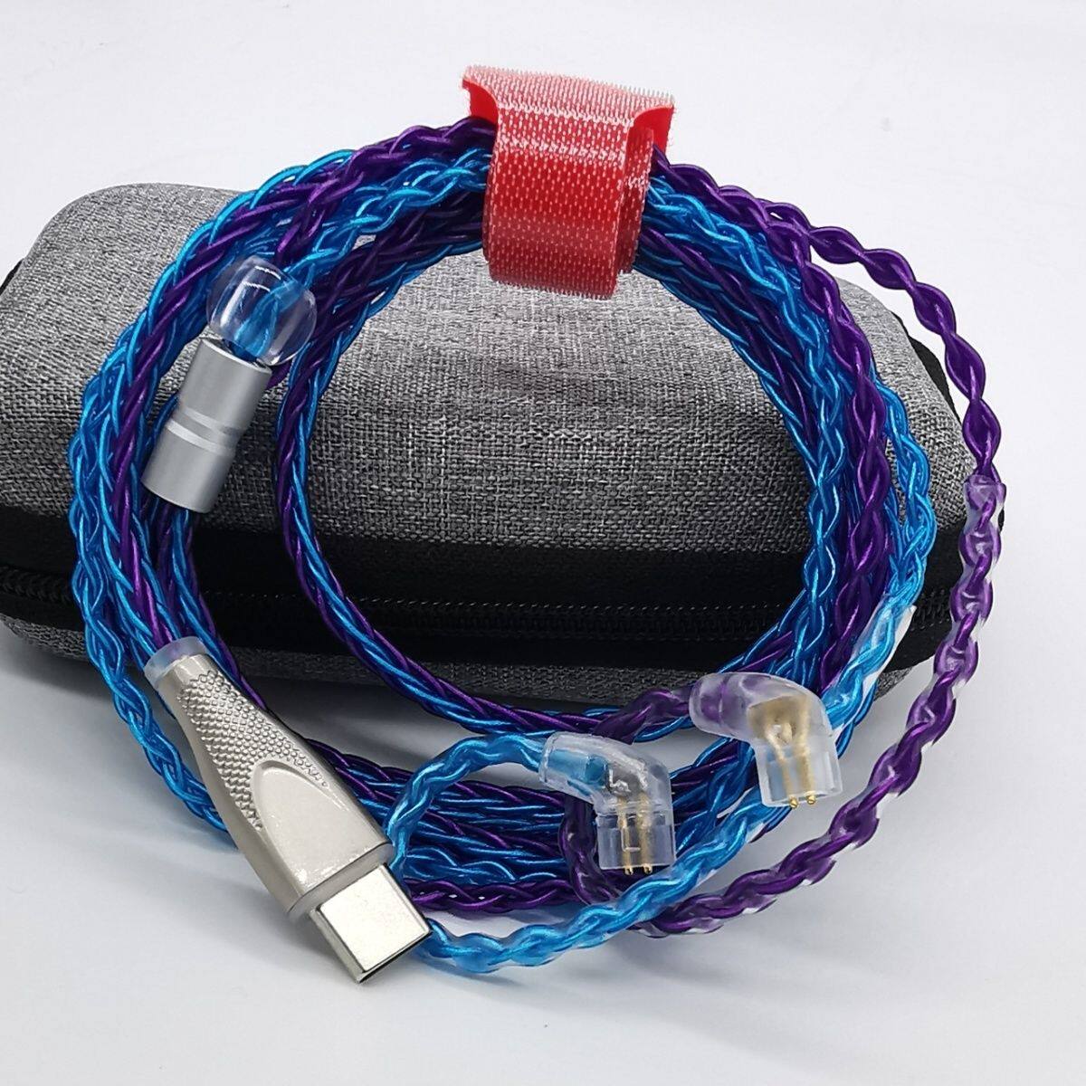8股紫色蓝色混编织耳机线 镀银线耳机升级线 mmcx0.78针QDC音频线