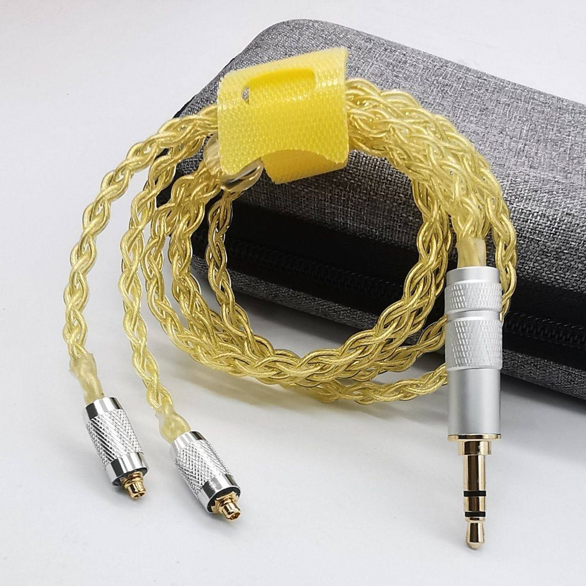 镀金短耳机线八股蓝牙耳放线40cm3.5mmcx高解析0.78插针4.4平衡线