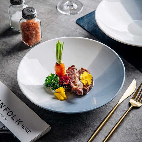 意面盘子圆形盘陶瓷山水系列