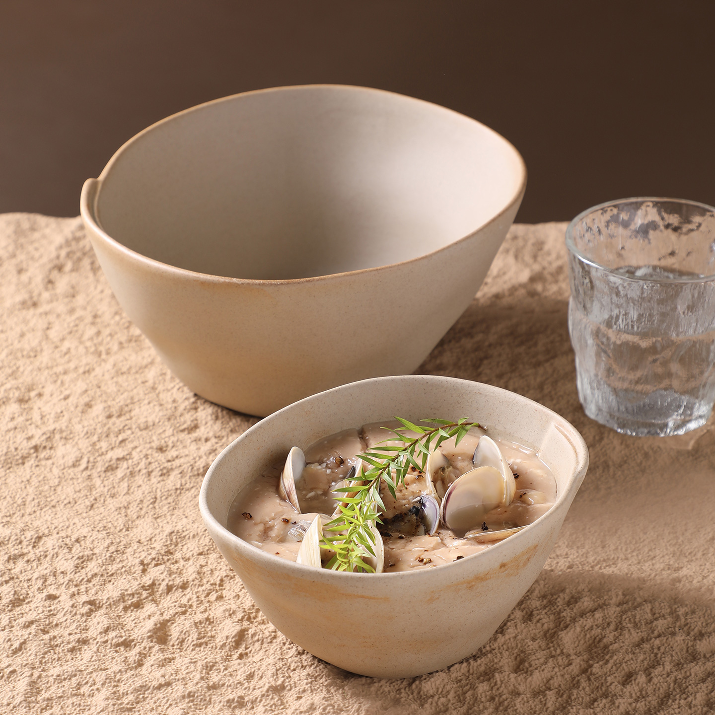 粗陶无釉个性陶瓷餐具特色碗汤碗