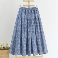 棉麻半身裙春夏季新款碎花a字