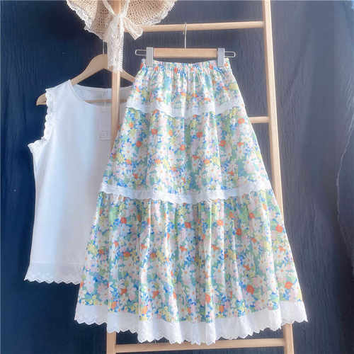 刺绣花边显瘦半身裙小清新出游