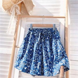 自制2026夏季女士阔腿裤纯棉短裤碎花宽松休闲外穿全棉遮肉度假风